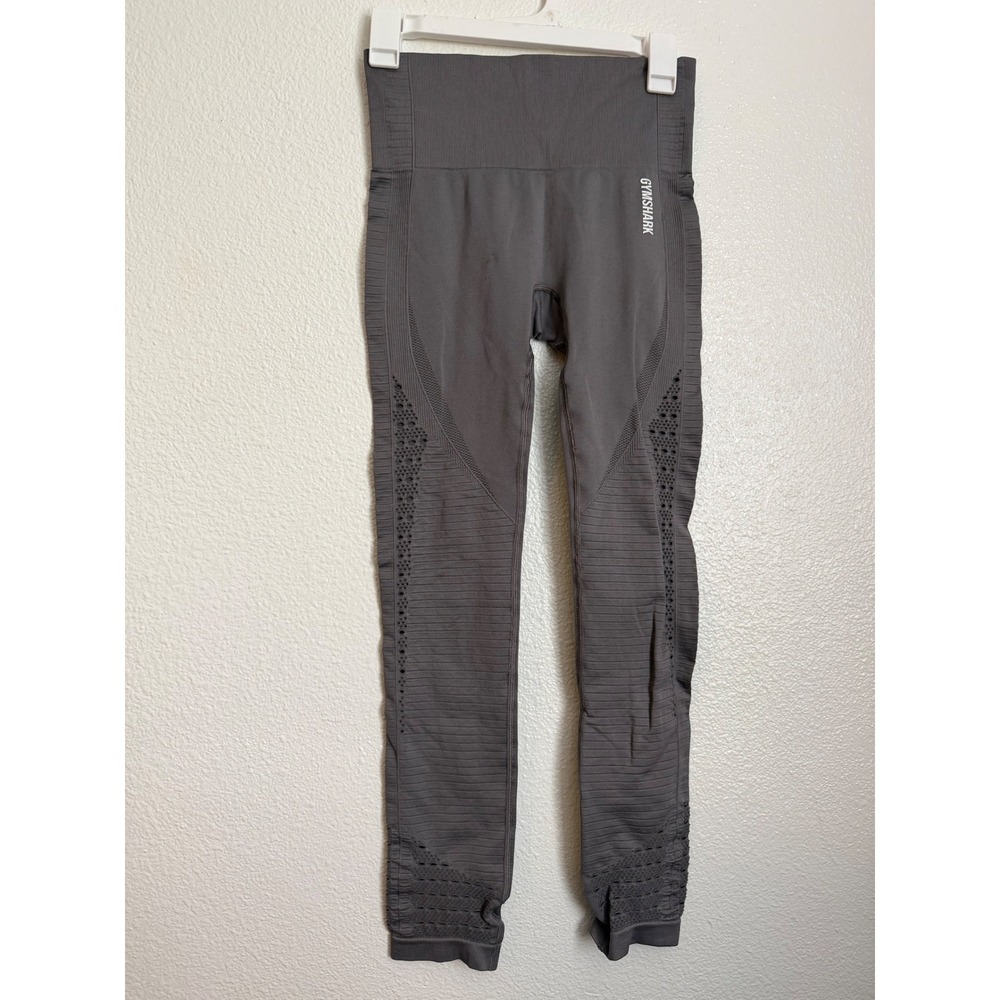 Gymshark Energy+ Seamless Leggings Charcoal Grey High Waisted Eyelet Mesh Small